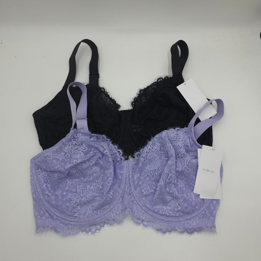 HSIA Bundle of Two Sunflower Underwire Lace Bra in Black Purple Size 40H